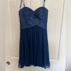 Blue strapless dress, great for nice occasion